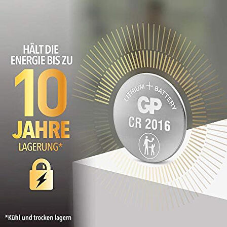 Batteries Cr2016 2016 Boy Lityum Düğme Pil, 3 Volt, 5'Li Kart