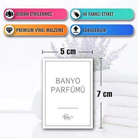 40 Parça Beyaz Banyo ve Mutfak Etiketi - Temizlik Malzemeleri İçin Suya Dayanıklı Baskılı Sticker - Deterjan Kutusu Düzenleyici Kendinden Yapışkanlı Çıkartma Şişe Kutu Sabun Şampuan Etiketi (Beyaz)