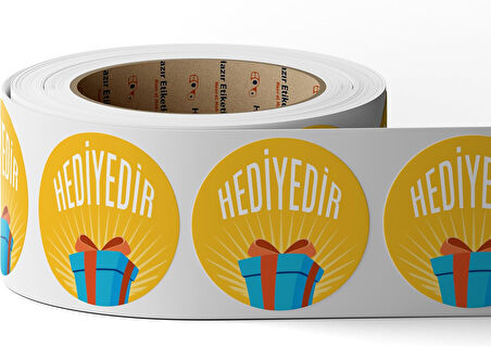 etiketler , hazır al hızlı al Hediyedir Etiketi Deseni 50mm Çapında Ruloda 500 Adet Kendinden Yapışkanlı Rulo Etiket, Kuşe E-ticaret Beyaz Yazılı