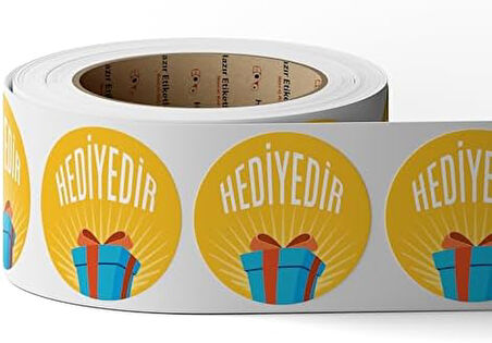 etiketler , hazır al hızlı al Hediyedir Etiketi Deseni 50mm Çapında Ruloda 500 Adet Kendinden Yapışkanlı Rulo Etiket, Kuşe E-ticaret Beyaz Yazılı