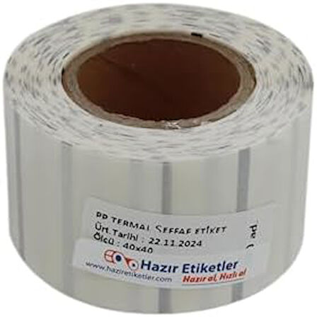 Şeffaf Termal Rulo Etiket 40mm X 40mm Çap Ruloda 500 Adet