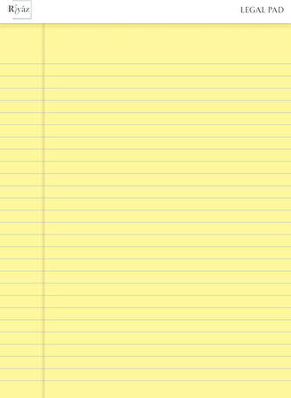 Boyut (216 x 297mm), Sarı renkli Legal Pad, Notluk, Notepad, Defter, 50 Yaprak, Geniş Satır aralığı, okul, iş ve ofis için, Türk Malı