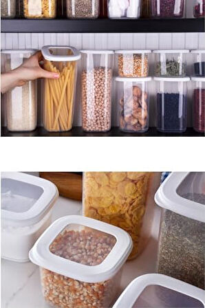 15Li Etiketli Foly Kare Erzak Saklama Kabı Seti 5X(0,55 Litre, 1,2 Litre, 1,75 Litre) Beyaz-85261345987652