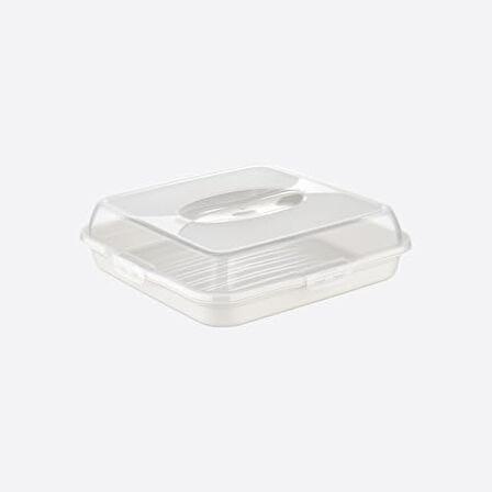 Home Kek Taşıma Kabı, BPA İçermeyen Plastik, Saplı ve Kilitli Kek Fanusu, Taşınabilir ve Güvenli Saklama Çözümü (Kare)
