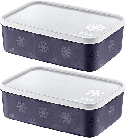 2'Li Set No Frost Saklama Kabı Lacivert 1600 ML