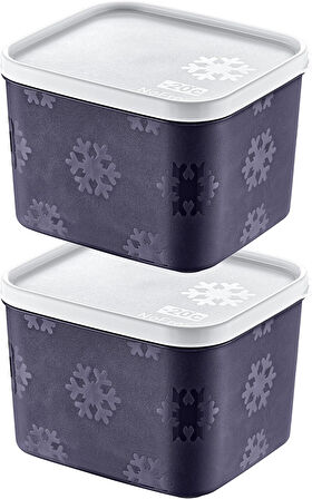 2'Li Set No Frost Saklama Kabı Lacivert 1250 ML
