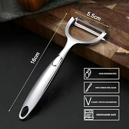 Paslanmaz Çelik Soyacak Patates Gözü Soyucu, V Şekilli, 16 cm, Bulaşık Makinesi Uyumlu