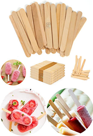 Pratik 50'li Ahşap Dondurma Çubuğu | Ahşap Küçük Magnum Dondurma Çubuğu Naturel 50'li Paket