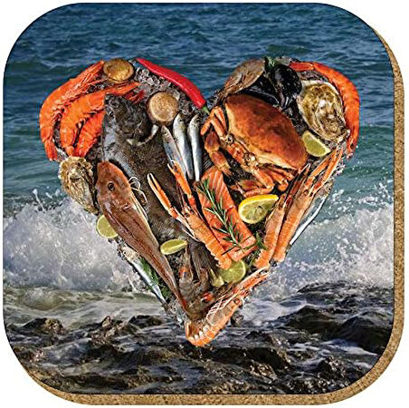 Gift Hediyelik Metal Mantar Tabanlı Plenty More Fish In The Sea Balıklı 4'lü Bardak Altlığı Seti
