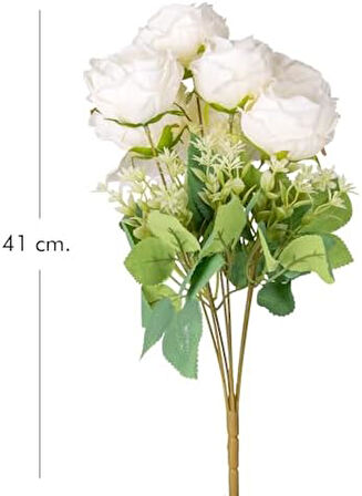 Yapay Çiçek Şakayık Buket 7 Dal Beyaz 41 Cm.
