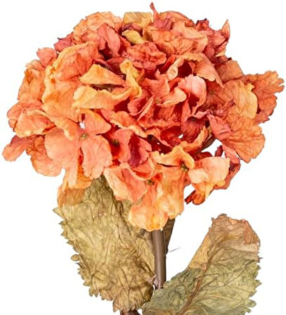 Yapay Çiçek Ortanca Tek Dal Turuncu-Kahverengi 55 Cm.