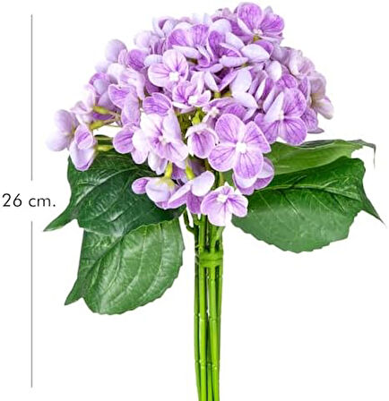 Yapay Çiçek Islak Dokulu Ortanca Buket Mor 26 Cm.