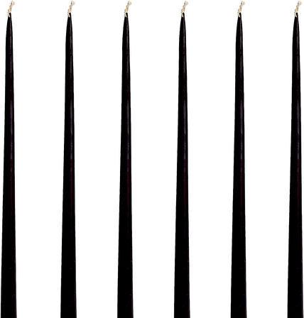 (6 Adet X 35Cm) Konik Balmumu Mum Şamdan Mumu Doğal Petek Bal Mumu Mum Siyah Dekoratif Beeswax Candle Black