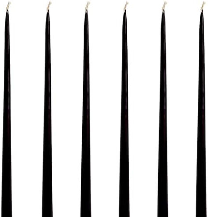 (6 Adet X 35Cm) Konik Balmumu Mum Şamdan Mumu Doğal Petek Bal Mumu Mum Siyah Dekoratif Beeswax Candle Black