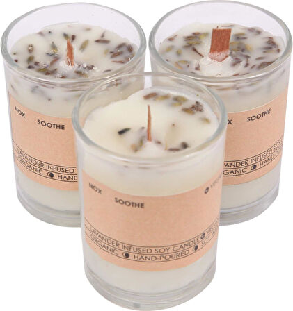 Lavanta Kokulu Doğal Soya Mumları 3'lü Set