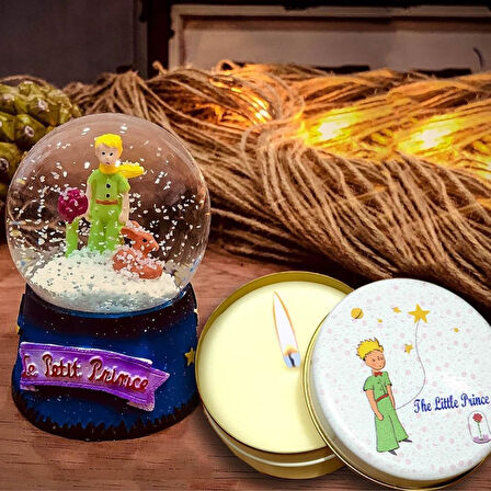 Prens Işıklı Kar Küresi & Kokulu Mum Arkadaşa Hediye Seti