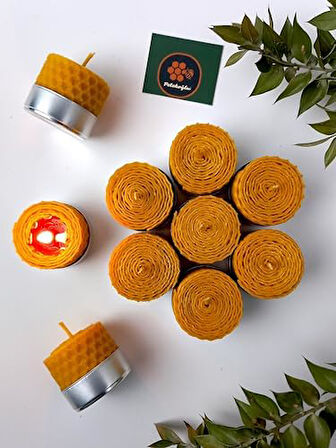 (12 ADET) Sarma Tealight Mum 3,5cm X3cm Doğal Petek Balmumu Mum