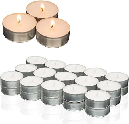 Tea Light Beyaz Mum 16 Adet Romantik Mum