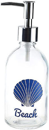 Cam Sıvı Sabunluk,Plaj Yazılı 6x6x10cm 250ml