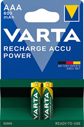 Rechargeable Accu 2 AAA 800 mAh R2U, yeşil/gri