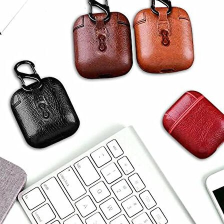 Kılıf Kulaklık Koruma Deri Darbe Korumalı Koyu Kahverengi  Airpods Pro ile Uyumlu ürün