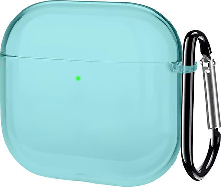 Airpods 3. Nesil İçin Renkli Şeffaf Tasarımlı Darbelere ve Çizilmeye Karşı Kapsamlı Koruma Sağlayan Parmak İzi Tutmayan TPU Kılıf (Şeffaf Mavi)
