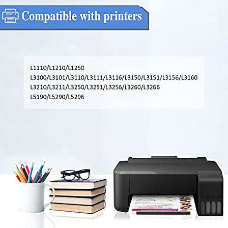 103 Mürekkep Şişesi EPSON Şişe 103 Mürekkep C13T00S64A ile Uyumlu L1200 Serisi L1210 L1250 L3100 Serisi L3110 L3111 L3116 L3150 L3151 (4 Paket, Siyah Camgöbeği Sarı Kırmızı)