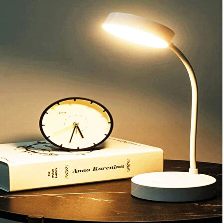 Dekoratif Dokunmatik D1931 Şarjlı 38 cm LED Masa Lambası Eve Ofis Çalışma Masası Fonksiyonel Lamba 3 Farklı Işık Tonu Ayarlanabilir