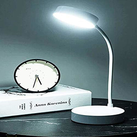 Dekoratif Dokunmatik D1931 Şarjlı 38 cm LED Masa Lambası Eve Ofis Çalışma Masası Fonksiyonel Lamba 3 Farklı Işık Tonu Ayarlanabilir
