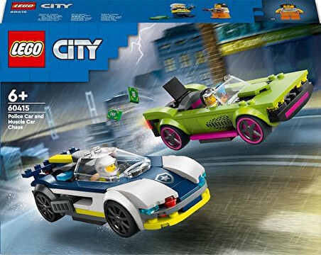 City Polis Arabası ve Spor Araba Takibi 60415-6 Yaş ve Üzeri Çocuklar için Polis Minifigürü İçeren Yaratıcı Oyuncak Yapım Seti (213 Parça)