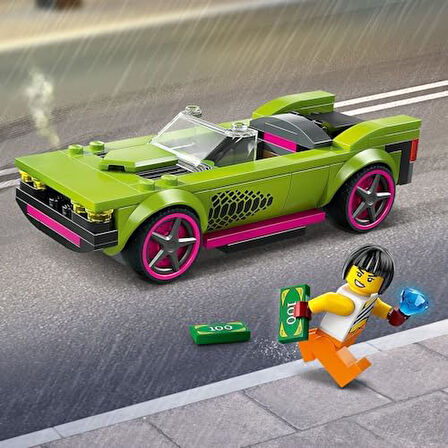 City Polis Arabası ve Spor Araba Takibi 60415-6 Yaş ve Üzeri Çocuklar için Polis Minifigürü İçeren Yaratıcı Oyuncak Yapım Seti (213 Parça)