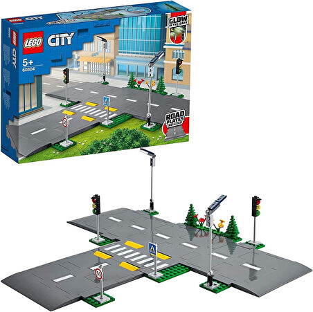City Yol Zeminleri 60304-5 Yaş ve Üzeri Çocuklar İçin LEGO City Setleriyle Uyumlu Yaratıcı Oyuncak Yapım Seti (112 Parça)