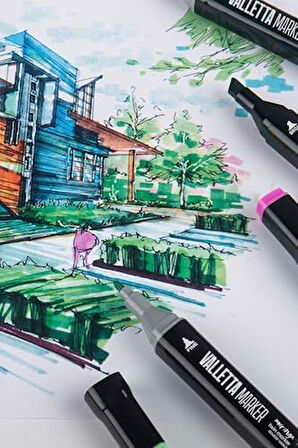 Moringa 48'li Çift Taraflı Art Marker Keçeli Kalem Seti Çantalı
