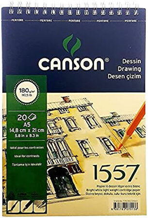 1557 Resim Ve Çizim Blok 180Gr A5 20Yp Üstten Spiralli Resim Defteri
