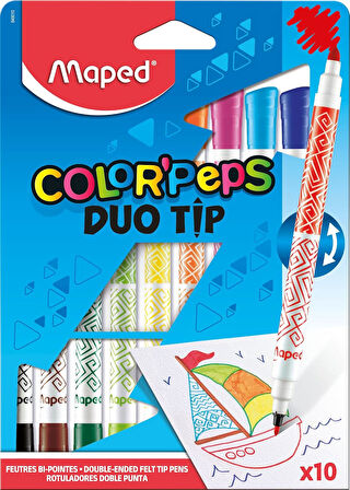 849010 COLOR PEPS DUO 10 RENK KEÇELİ KALEM