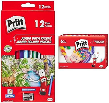 12'li Jumbo Kuru Boya + 6'lı Parmak Boyası