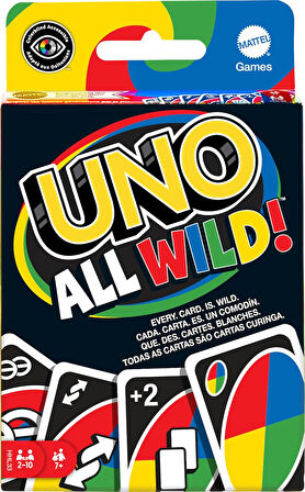 Games UNO All Wild Kart Oyunu, 112 Kartlı, Çocuk, Aile ve Yetişkinler için Hediye, 7 Yaş ve Üzeri Oyuncular için Oyun Gecesi
