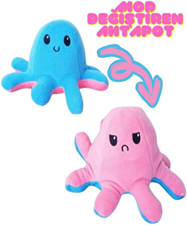 Ahtapot - Mod Değiştiren - Çift Taraflı (MAVİ-PEMBE) 25 CM