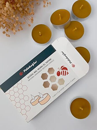 (6 Adet) Tealight Mum Doğal Petek Balmumu mum Standart Boy