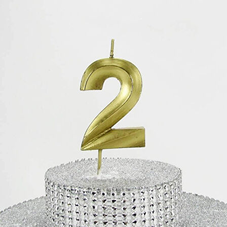 VİTRİNİ 2 İki Rakamlı Gold (Altın) Mum 6.5 Cm