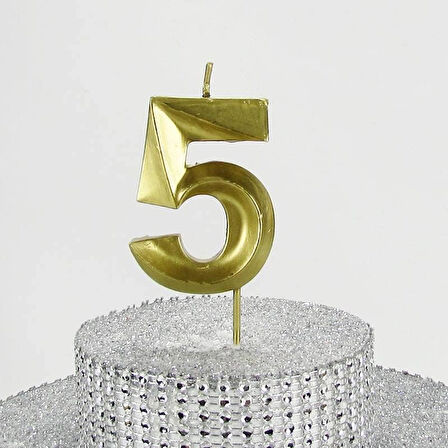VİTRİNİ 5 Beş Rakamlı Gold (Altın) Mum 6.5 Cm
