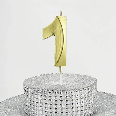 VİTRİNİ 1 Bir Rakamlı Gold (Altın) Mum 6.5 Cm