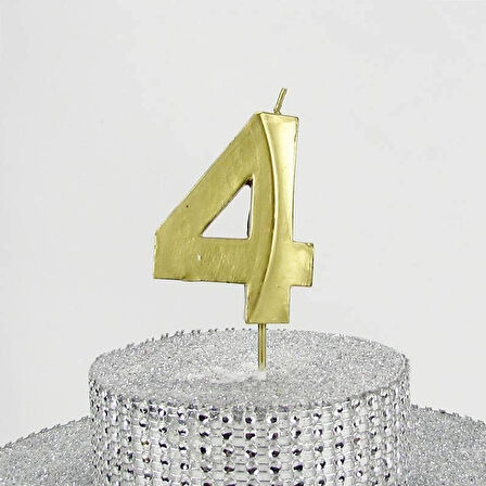 VİTRİNİ 4 Dört Rakamlı Gold (Altın) Mum 6.5 Cm