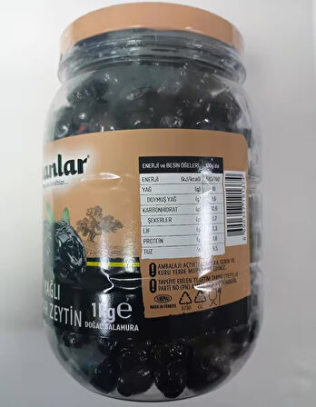 Doğal Salamura Yağlı Siyah Zeytin 351-380 1 Kg