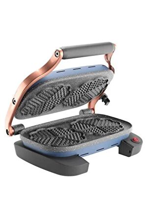AKSU Vintage Waffle Makinesi İkili Mavi T62W