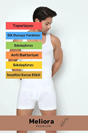 Özel Üretim Fit Görünüm Sağlayan Inceltici Rahat Atlet Ve Boxer Inceltici Erkek Korse 2'li Set