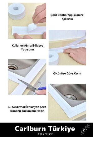 Premium Lavabo Küvet Pvc Su Geçirmez Sızdırmaz Dayanıklı Yağ Kenar Küf Önleyici 3.2m İzolasyon Bant