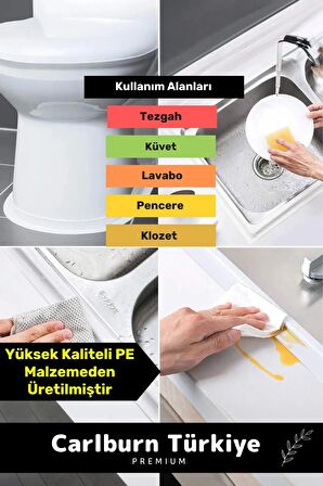 Premium Lavabo Küvet Pvc Su Geçirmez Sızdırmaz Dayanıklı Yağ Kenar Küf Önleyici 1.5m İzolasyon Bant