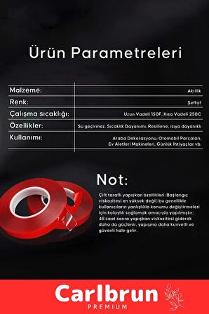 Premium Ekstra Güçlü Çok Amaçlı Çift Taraflı Tamir Mekan Montaj 1,5 Mt Silikon Şeffaf Bant 10 Adet