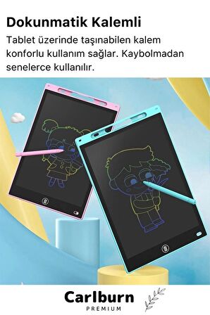 Premium Lcd Ekranlı Kalemli Dijital Çizim Tableti Yazı Tahtası Boyama Resim Akıllı Tablet 8,5 Inç